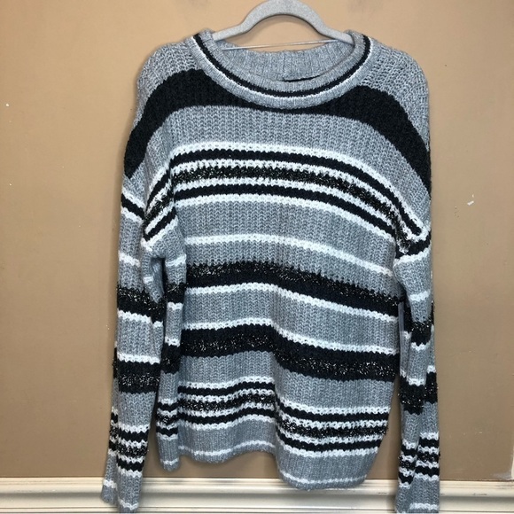 ANA A New Approach Gray Striped Sweater Size L NWT - Picture 1 of 5